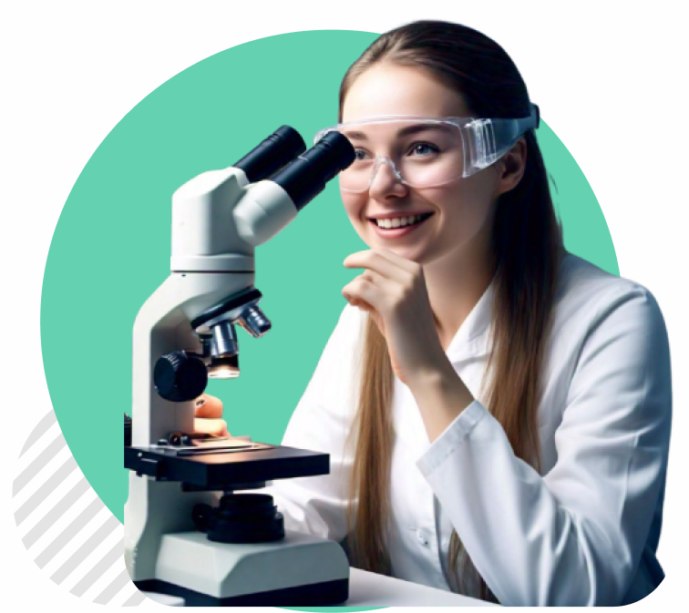 Scientist using a microscope